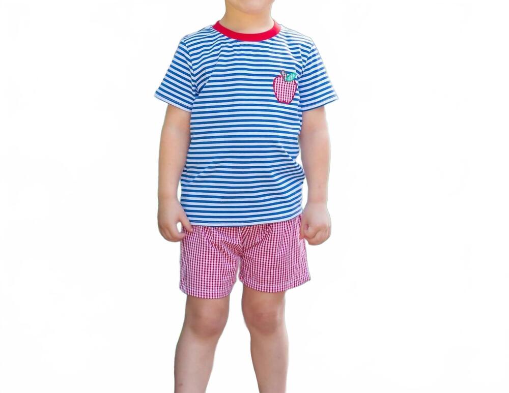 NEW JELLYBEAN kids apple pocket short set in blue